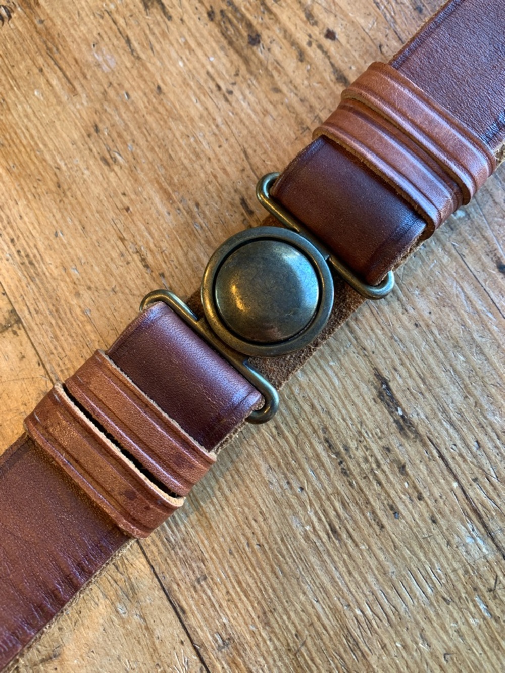 Topshop Brown Leather Belt with Brass Hardware - Picture 12 of 16